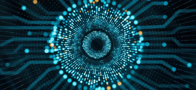 Futuristic 3D illustration of glowing data structures, representing complex quantum algorithms, data processing and advanced computing systems