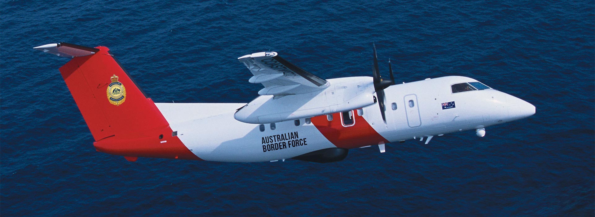 Sentinel Coastwatch Border Force aircraft flying over the sea