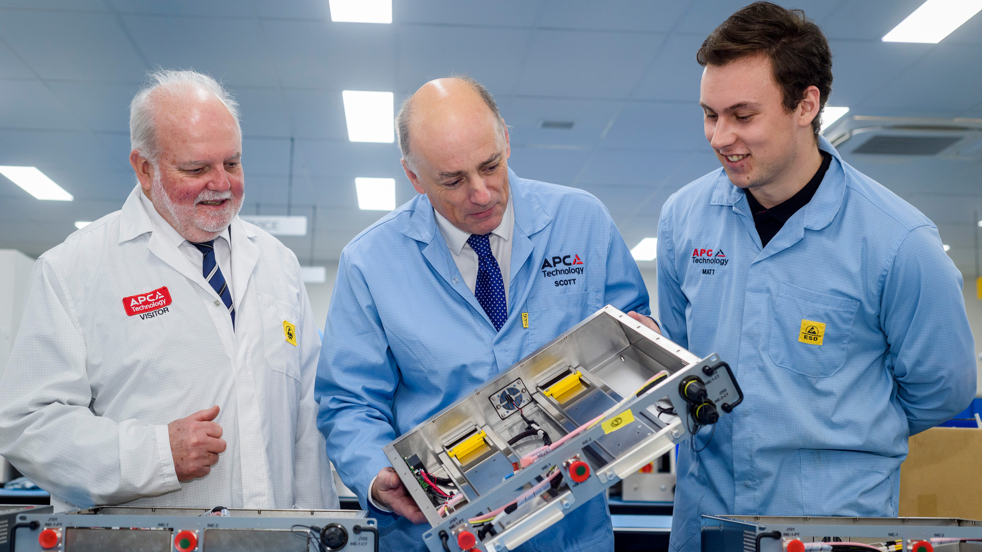 Engineering student Matthew Cave with the team at APC Technology
