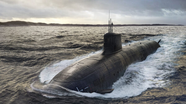 Nuclear-powered submarine on t