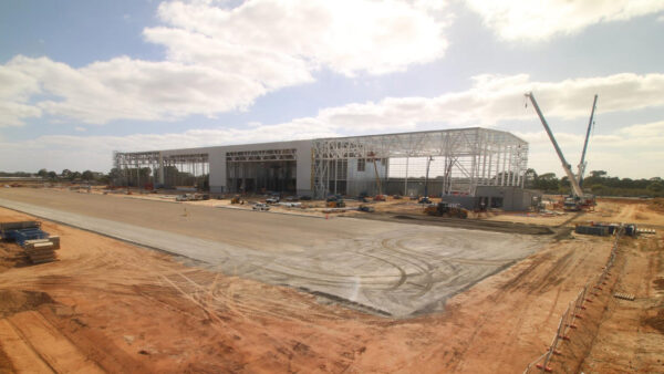 Construction works on South Australia's Deep Maintenance and Modification Facility (DMMF).