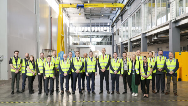 Large group of people at Kongsberg Defence Australia's Mawson Lakes facility during the announcement of two major export agreements.