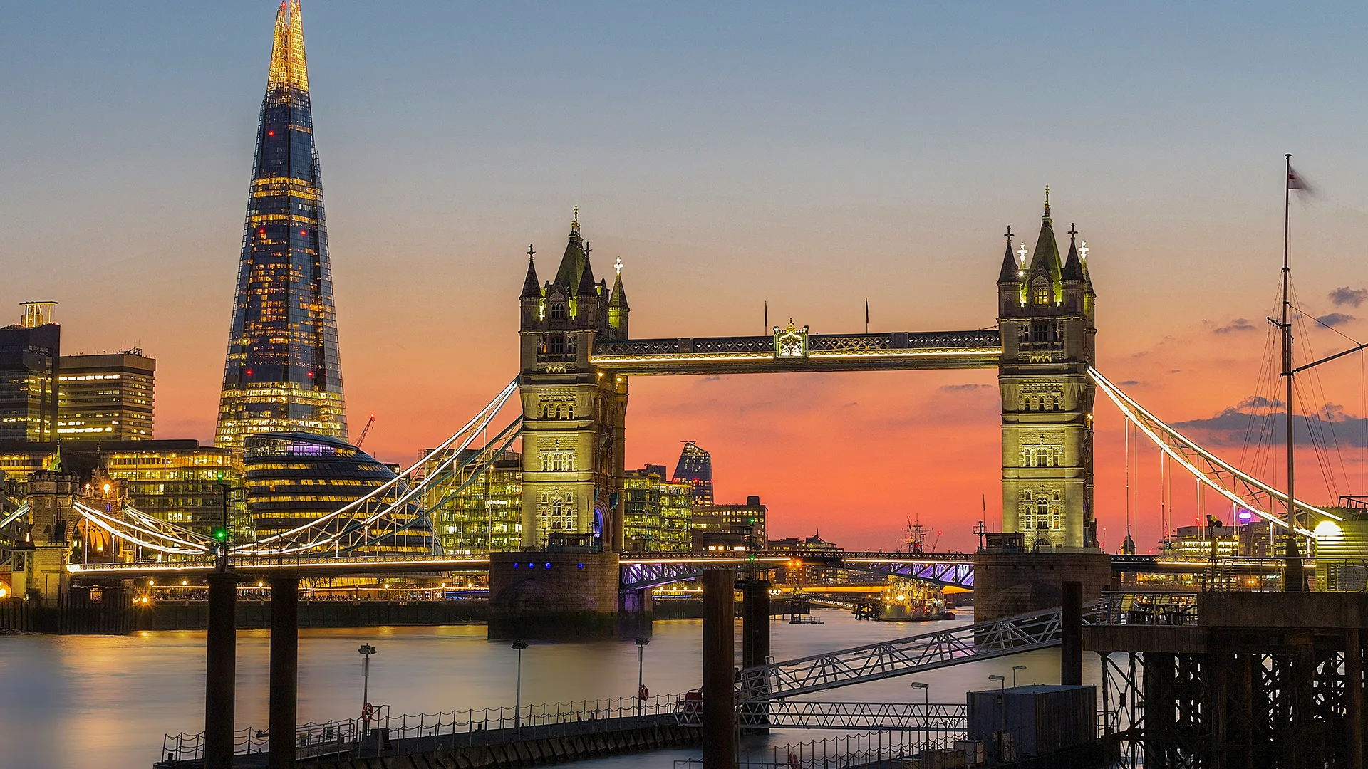 Tower Bridge sunset, London, England by David Monaghan