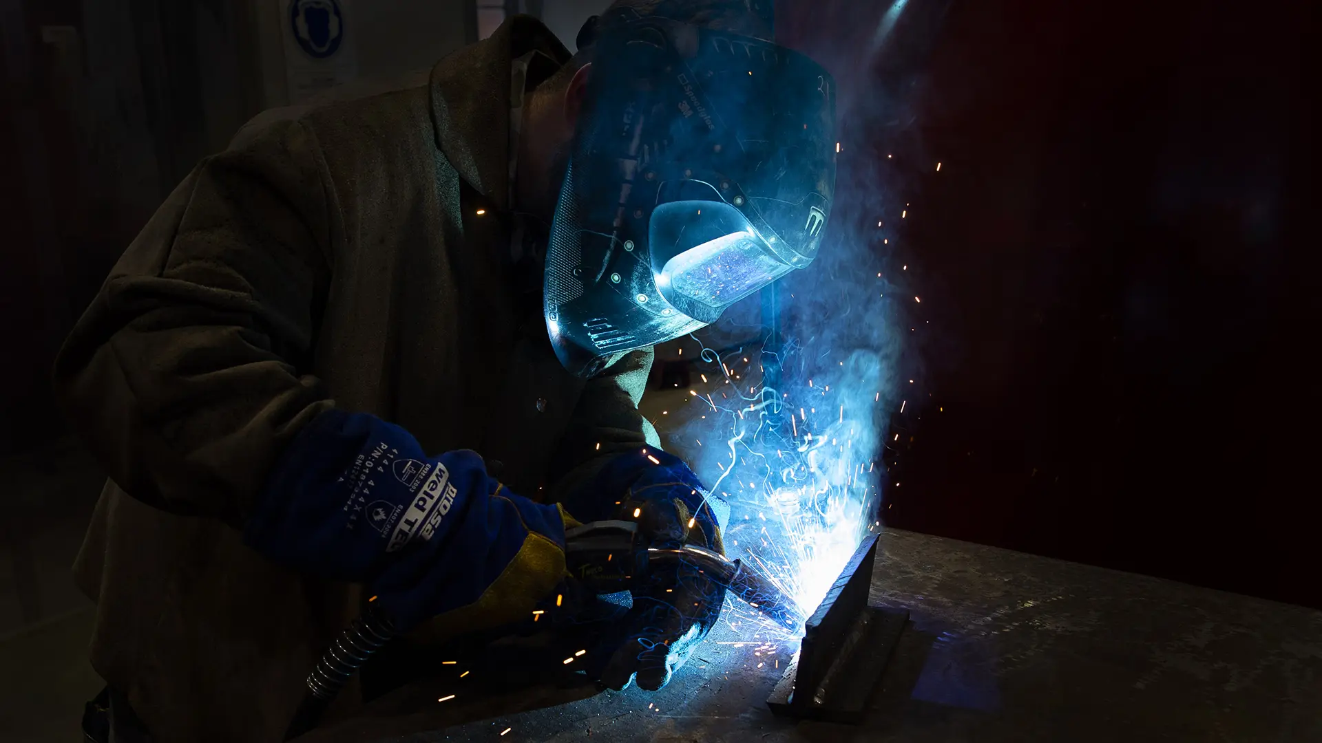 Seaman Marine Technician - Hull Michael Holmes practices welding at the Technical Training Faculty at HMAS Cerberus, Victoria, as part of his Marine Technician initial entry training. Credit: Department of Defence.